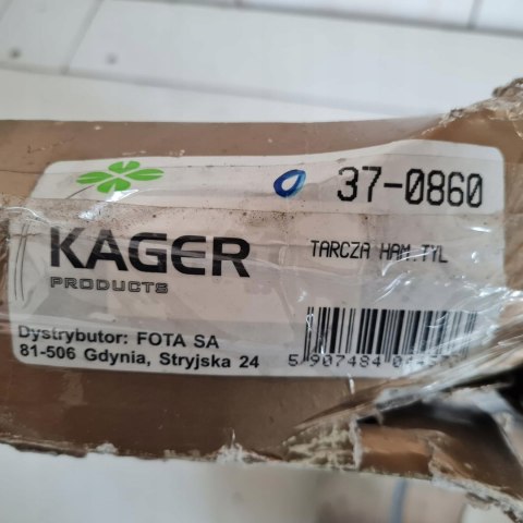 HONDA CIVIC VI TARCZA HAMULCOWA TYŁ KAGER 37-0860 HONDA CIVIC VI TARCZA HAMULCOWA TYŁ KAGER 37-0860