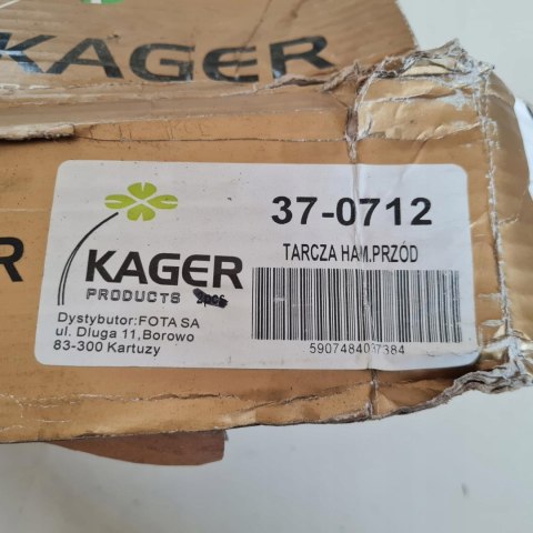 TOYOTA YARIS I TARCZA HAMULCOWA KAGER 37-0712 TOYOTA YARIS I TARCZA HAMULCOWA KAGER 37-0712