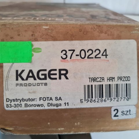VOLKSWAGEN LUPO POLO 6N TARCZA HAMULCOWA KOMPLET KAGER 37-0224 VOLKSWAGEN LUPO POLO 6N TARCZA HAMULCOWA KOMPLET KAGER 37-0224