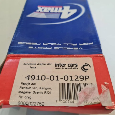 RENAULT KANGOO MEGANE I KOŃCÓWKA DRĄŻKA KIEROWNICZEGO 4MAX 4910-01-0129P RENAULT KANGOO MEGANE I KOŃCÓWKA DRĄŻKA KIEROWNICZEGO 4MAX 4910-01-0129P