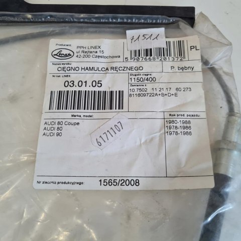 AUDI 80 B2 LINKA HAMULCA RĘCZNEGO LINEX 03.01.05 AUDI 80 B2 LINKA HAMULCA RĘCZNEGO LINEX 03.01.05