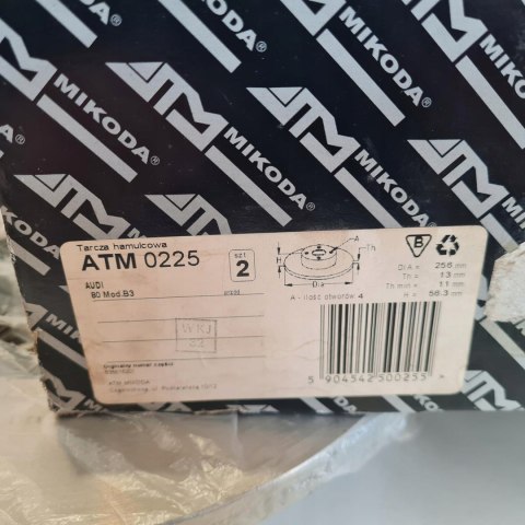 AUDI 80 B3 TARCZE HAMULCOWE PRZÓD KOMPLET MIKODA ATM 0225 AUDI 80 B3 TARCZE HAMULCOWE PRZÓD KOMPLET MIKODA ATM 0225
