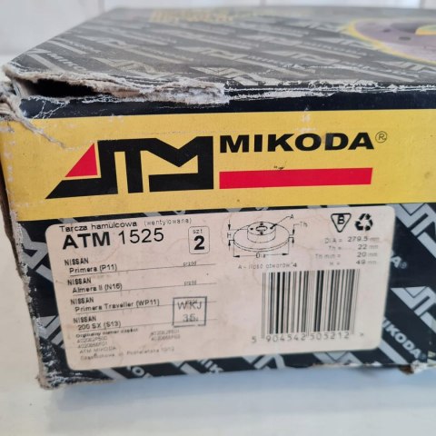 NISSAN PRIMERA P11 ALMERA N16 TARCZE HAMULCOWE KOMPLET MIKODA ATM1525 NISSAN PRIMERA P11 ALMERA N16 TARCZE HAMULCOWE KOMPLET MIKODA ATM1525