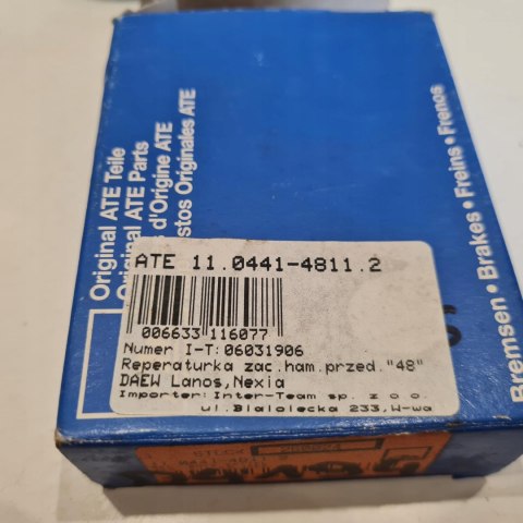 OPEL CITROEN PEUGEOT DAEWOO ZESTAW NAPRAWCZY ZACISKU ATE 11.0441-4811.2 OPEL CITROEN PEUGEOT DAEWOO ZESTAW NAPRAWCZY ZACISKU ATE 11.0441-4811.2