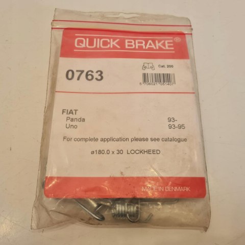 FIAT UNO PANDA ZESTAW MONTAŻOWY SZCZĘK HAMULCOWYCH QUICK BRAKE 0763 FIAT UNO PANDA ZESTAW MONTAŻOWY SZCZĘK HAMULCOWYCH QUICK BRAKE 0763