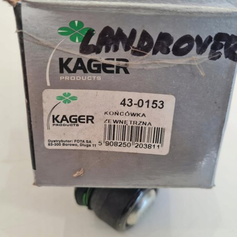 LAND ROVER RANGE ROVER KOŃCÓWKA DRĄŻKA KIEROWNICZEGO KAGER 43-0153 LAND ROVER RANGE ROVER KOŃCÓWKA DRĄŻKA KIEROWNICZEGO KAGER 43-0153