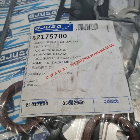 OPEL ASTRA H VECTRA C ZAFIRA A USZCZELKI GŁOWICY KOMPLET AJUSA 52175700 OPEL ASTRA H VECTRA C ZAFIRA A USZCZELKI GŁOWICY KOMPLET AJUSA 52175700