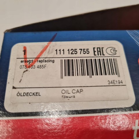 AUDI A4 B5 SKODA SUBERB VW PASSAT B5 KOREK WLEWU OLEJU TOPRAN 111125755 AUDI A4 B5 SKODA SUBERB VW PASSAT B5 KOREK WLEWU OLEJU TOPRAN 111125755