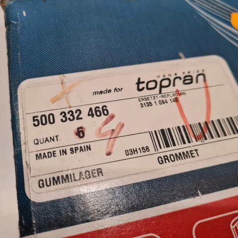 BMW SERIA 5 E39 GUMY DRĄŻKA STABILIZATORA KOMPLET TOPRAN 500332466 BMW SERIA 5 E39 GUMY DRĄŻKA STABILIZATORA KOMPLET TOPRAN 500332466