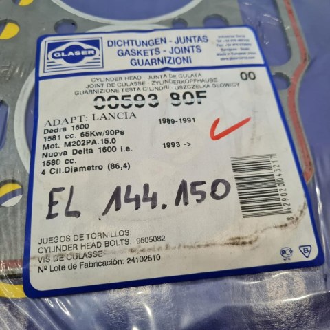 CITROEN PEUGEOT FIAT LANCIA USZCZELKA GŁOWICY GLASER 00593 80F CITROEN PEUGEOT FIAT LANCIA USZCZELKA GŁOWICY GLASER 00593 80F