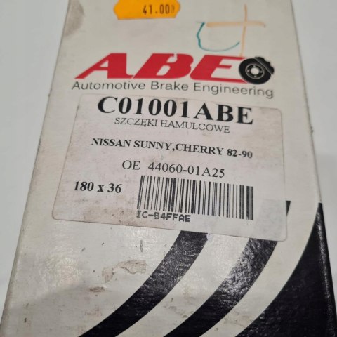 NISSAN SUNNY CHERRY SZCZĘKI HAMULCOWE KOMPLET ABE C01001ABE NISSAN SUNNY CHERRY SZCZĘKI HAMULCOWE KOMPLET ABE C01001ABE