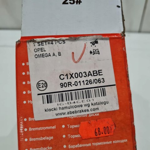 OPEL OMEGA A B SENATOR B KLOCKI HAMULCOWE KOMPLET ABE C1X003ABE OPEL OMEGA A B SENATOR B KLOCKI HAMULCOWE KOMPLET ABE C1X003ABE