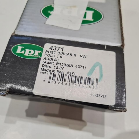 AUDI SEAT VOLKSWAGEN CYLINDEREK HAMULCOWY LPR 4371 AUDI SEAT VOLKSWAGEN CYLINDEREK HAMULCOWY LPR 4371
