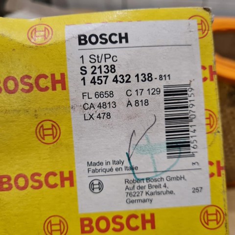 JUMPER FIAT DUCATO PEUGEOT BOXER FILTR POWIETRZA BOSCH 1 457 432 138 S 2138 JUMPER FIAT DUCATO PEUGEOT BOXER FILTR POWIETRZA BOSCH 1 457 432 138 S 2138