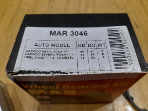 DAEWOO NEXIA ESPERO KOŁA 14" ŁOŻYSKO KOŁA PRZÓD MAR 3046 DAEWOO NEXIA ESPERO KOŁA 14" ŁOŻYSKO KOŁA PRZÓD MAR 3046